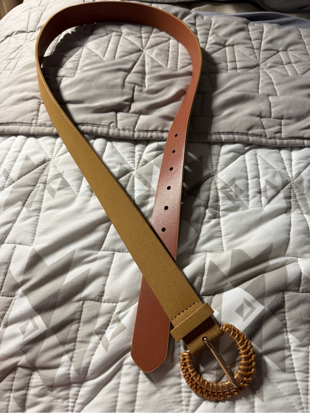 Women's Tan & Brown Belt with Woven Buckle- XX Large